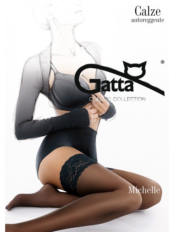 Чулки женские Gatta MICHELLE 01 на кружевной резинки с силиконом