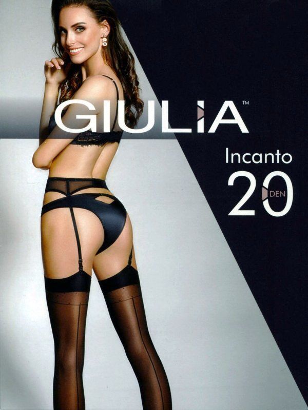 Чулки женские Giulia Incanto 04 под пояс со швом и пяткой
